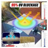 ColourTree 12ft x 12ft Sand Beige Sun Shade Sail Rectangle CTSLR12 - Canopy Mesh Fabric UV Block UPF50 - Commercial Heavy Duty - 190 GSM - 3 Years Warranty (We Make Custom Size) - Retail: $55