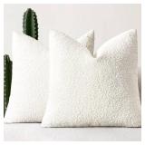 MIULEE 20x20 Inch Decorative Pillow Covers for Couch Bed Set of 2 Textured Boucle Neutral Throw Pillows Christmas White Accent Solid Cushion Pillowcase Cozy Soft Sofa Livingroom Home Decor - Retail: $