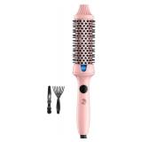 Desalo 1.5? Thermal Brush for Voluminous Blowout Curls, Negative Ion Heated Round Brush for Shiny and Anti-frizz Styling, 12 Heat Settings for All Hair Type, Dual Voltage, Even Heat Distribution - Ret