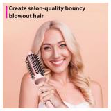 Desalo 1.5? Thermal Brush for Voluminous Blowout Curls, Negative Ion Heated Round Brush for Shiny and Anti-frizz Styling, 12 Heat Settings for All Hair Type, Dual Voltage, Even Heat Distribution - Ret