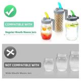 3 Pack Regular Mouth Mason Jar Flip Cap Lids with Handle, Compatible with Ball and Kerr Jars, Airtightand Leak-Proof Seal, Easy Pouring Spout, Turns your Mason Jar into Pitcher(Jars not Included) - Re