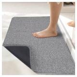 Bath Mat,Ultra Thin Bathroom Rugs,Rubber Bath Mats for Bathroom,No Slip Bath Rugs,Quick Dry,Machine Washable,Low Pile,Absorbent,Shower Outside,Sink,Home Decor Accessories.Grey,1ft5\x2ft3\in(17x27Inch)