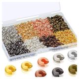 Hicarer 800 Pieces Crimp Bead Covers 3mm Multicolor Half Round Open Crimp Beads Covers for DIY Jewelry Makings Jump Rings - Retail: $9