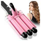 3 Barrel Curling Iron Hair Crimper: Birthday Gifts for Women Aleath Dual Voltage Adjustable Temperature Three Barrels Hair Waver - Ceramic 1 inch Curler Wand - Retail: $20