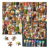 1000 Piece Jigsaw Puzzle for Adults - Vintage Alcohol Bottles Collection, Colorful Retro Liquor Art Design Puzzle, Premium Puzzle Board, 27.5x19.7 in - Retail: $12