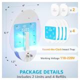 Indoor Fly Trap (2 Pack) with 4 Sticky Glue Cards  Electric Plug-in Insect Catcher for Fruit Flies, Gnats, Moths and Mosquitoes  Safe Indoor Pest Control for Home, Kitchen, Bedroom - Retail: $20