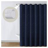 Chyhomenyc Chevron Boho Navy Blue Shower Curtain 72x72 inches, Fabric Shower Curtain Modern Chic Textured Tufted Chevron Striped Minimalist Hotel Bathroom Shower Curtain - Retail: $14