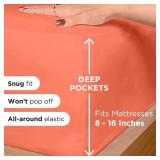 Royale Linens Fitted Sheet Twin XL - Ultra Soft 1800 Brushed Microfiber - Hotel Luxury Bottom Sheets - Wrinkle Free and Fade Resistant - Deep Pocket Fitted Sheet Only (Twin XL, Coral) - Retail: $12