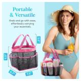 Lifewit Mesh Shower Caddy Freestanding Portable Shower Tote Bag for College Dorm, Bathroom, Gym, Travel, Quick Dry Hanging Shower Organizer with 7 Storage Pockets for Toiletry Essentials, Pink - Retai