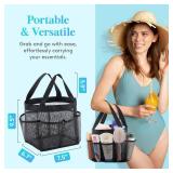 Lifewit Mesh Shower Caddy Freestanding Portable Shower Tote Bag for College Dorm, Bathroom, Gym, Travel, Quick Dry Hanging Organizer with 7 Storage Pockets for Toiletry Essentials, Medium,Black - Reta