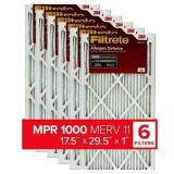 Filtrete 17.5x29.5x1  AC Furnace Air Filter  MPR 1000  Micro Allergen Defense  6-Pack (exact dimensions 17.19 x 29.19 x 0.81) - Retail: $160