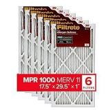 Filtrete 17.5x29.5x1  AC Furnace Air Filter  MPR 1000  Micro Allergen Defense  6-Pack (exact dimensions 17.19 x 29.19 x 0.81) - Retail: $160