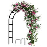 Adorox 7.8ft Garden Arch Trellis for Climbing Plants, Metal Arch Frame, Pumpkin Archway Outdoor Garden Arbors and Arches for Halloween Christmas Birthday Party Baby Shower Decoration(Black) - Retail: 