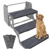 CircleRoad RV Step Covers 22 Inch 3 Pack RV Stair Covers Wrap, Best Fits 8-11\ Deep Camper Stairs, RV Step Rugs Gray, Kid and Pet Friendly