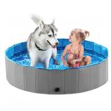 Jasonwell Foldable Dog Pet Bath Pool Collapsible Dog Pet Pool Bathing Tub Kiddie Pool Doggie Wading Pool for Puppy Small Medium Large Dogs Cats and Kids 48\ Grey - Retail: $38in