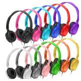 12 Pieces Kids for School Classroom Multi Color on Ear Bulk Headphones Student Headphones 3.5 mm Jack Earphones for Boys and Girls Computer Lab Library Headset