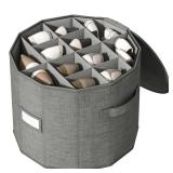 Vailando Shoe Organizer for Closet - Cylindrical Shoe Storage Organizer with Removable Dividers, Rectangular Compartment, Foldable, Gray, 1-Pack - Retail: $33