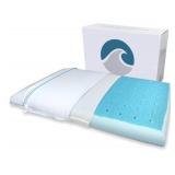 Bluewave Bedding Super Slim Max Cool CarbonBlue Gel Memory Foam Pillow for Stomach and Back Sleepers - Thin, Flat Design with Advanced Cooling (3.25-Inch Height, Standard Size) - Retail: $26