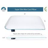 Bluewave Bedding Super Slim Max Cool CarbonBlue Gel Memory Foam Pillow for Stomach and Back Sleepers - Thin, Flat Design with Advanced Cooling (3.25-Inch Height, Standard Size) - Retail: $26
