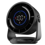 YOSHENMO Desk Fan, Turbo Table Fan for Bedroom, 100-Speed Digital Display, Low Noise, 105° Adjustable Tilt, 7.5-inch, Rechargeable Battery, Wall-Mouted Design for Home, Office, Travel Dark Black - Re