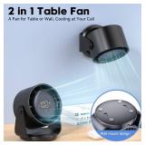 YOSHENMO Desk Fan, Turbo Table Fan for Bedroom, 100-Speed Digital Display, Low Noise, 105° Adjustable Tilt, 7.5-inch, Rechargeable Battery, Wall-Mouted Design for Home, Office, Travel Dark Black - Re