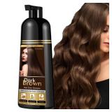 COSMTEK Dark Brown Hair Dye Shampoo for Gray Hair, Instant Natural Hair Color Shampoo for Women and Man, 3-In-1 and Semi-Permanent, Herbal Ingredients and Ammonia-Free, Fast Acting and Long Lasting