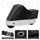 Motorcycle Cover Black All Season Waterproof Sun Outdoor Protection, Fits up to 91\ Motorcycle Vehicle Cover (L Large and Lockholes and Storage Bag) - Retail: $12in