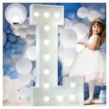 Marquee Letters 4 Feet Tall Large Light Up Letters Baby Shower Decorations Wedding Engagement Proposal White Party Decorations Marry Me Sign Big Cardboard Backdrop L - Retail: $38