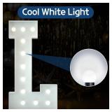 Marquee Letters 4 Feet Tall Large Light Up Letters Baby Shower Decorations Wedding Engagement Proposal White Party Decorations Marry Me Sign Big Cardboard Backdrop L - Retail: $38