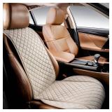 IVICY Faux Linen Car Seat Cover for Cars - Durable and Non-Slip - Front Car Seat Protector Covers for Most Automotive, Vans, SUVs, Trucks - 1 Unit - Light Beige - Retail: $40
