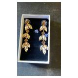 Crystal Leaf Drop Chandelier Earrings - Retail: $25