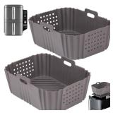 BYKITCHEN Silicone Air Fryer Liners for Ninja SL401 Double Stack 2 Basket Airfryer, Reusable Rectangle Perforated Silicone Liners for Dual Airfryer, Ninja DoubleStack XL Air Fryer Accessories - Retail