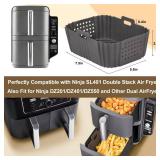 BYKITCHEN Silicone Air Fryer Liners for Ninja SL401 Double Stack 2 Basket Airfryer, Reusable Rectangle Perforated Silicone Liners for Dual Airfryer, Ninja DoubleStack XL Air Fryer Accessories - Retail