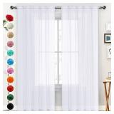 SpaceDresser Sheer Voile Window Treatment Rod Pocket Curtain Panels for Kitchen Bedroom Living Room Drapes Sunlight Filtering Privacy Semi Home Decor Assorted Colors Sizes (Optical White, 52 W x 72 L)