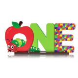 PANTIDE Hungry Caterpillar One Letter Sign Wooden Table Centerpiece for Kids Summer Spring First Birthday Decoration Red Apple 1st Table Sign Party Supplies for Baby Shower Cake Smash Photo Props - Re