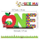 PANTIDE Hungry Caterpillar One Letter Sign Wooden Table Centerpiece for Kids Summer Spring First Birthday Decoration Red Apple 1st Table Sign Party Supplies for Baby Shower Cake Smash Photo Props - Re