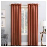 Sun Zero Easton Energy Saving Blackout Rod Pocket Curtain Panel, 40\ x 84\in, Terracotta - Retail: $10in