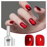 GAOY Red Cat Eye Gel Nail Polish, 16ml Glitter Holographic Nail Polish with Magnet, Reflective Translucent UV Gel, 2907 Ruby Twilight - Retail: $8