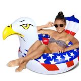 Bheddi American Inflatable Eagle Pool Tube - Inflatable Pool Ring with Fast Valves - Suitable for Beach Swimming Pool Party Lounge Raft(White) - Retail: $20