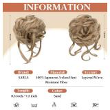 SARLA 2PCS Messy Bun Hair Pieces for Women Wavy Curly Synthetic Hairpieces for Updos with Tendrils Fake Scrunchies Ponytail Extension Sand - Retail: $18