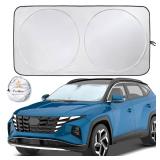 EcoNour Car Front Windshield Sun Shade for Car | SUV Accessories for Maximum Sun and Heat Protection | UV-Blocking Windshield Dash Cover and Sun Visor for Cooler Interior | Large (64 x 34 Inches) - Re