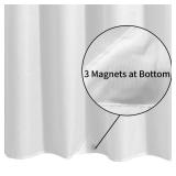 ALYVIA SPRING Waterproof Fabric Shower Curtain Liner with 3 Magnets - Soft Hotel Quality Cloth Shower Liner, Light-Weight and Machine Washable - Standard Size 72x72, White - Retail: $10