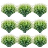JEMONG 30 Bundles Artificial Grasses Outdoor UV Resistant Fake Grasses No Fade Faux Plastic Plants Garden Porch Window Box Decorating - Retail: $30