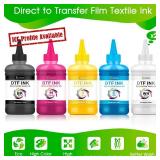 CenDale Premium DTF Ink 1500ML - DTF Transfer Ink for PET Film, Refill DTF Ink for Epson ET-8550, L1800, L800, R2400, P400, P800, XP15000, Heat Transfer Printing Direct to Film (250ml x 6, CMYK Wh) - 