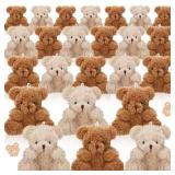 HyDren 24 Pcs 4 in Mini Bear Stuffed Animal Bulk Small Plush Bears Tiny Soft Doll Toy for DIY Keychain Birthday Baby Shower Wedding Christmas Stocking Stuffers Party Favors Gifts(2 Colors) - Retail: $