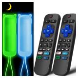 (Pack of 2) Replacement Remote for Roku TV with Soft Protective Silicone Cover(Glow in The Dark), Universal Remote for TCL/Hisense/Onn/Sharp/Element/Philips Roku Smart TV - Retail: $8