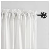 Melodieux Ivory Velvety Semi Sheer Curtains 96 Inches Long for Bedroom, Living Room Natural Cotton Texture Rod Pocket Window Sheer Drapes, 52 by 96 Inch (2 Panels) - Retail: $28