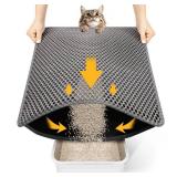 Cat Litter Mat New Size 23.6\x14.6\in for Small Spaces, Upgrade Super Waterproof Back Layer Litter Box Mat, Non Slip, Durable, Soft on Paws Kitty Trapping Matt, Gray - Retail: $6in