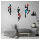 COLOR VALLEY ART 3-Piece Metal Wall Art, African American Dance Wall Decor, Maximalist Black Girl Wall Art, Suitable for Living Room, Bedroom and Bathroom - Retail: $17