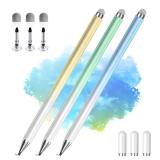 Stylus Pens for Touch Screens, 2 in 1 High Precision Universal Stylus Pen for iPad Compatible with Apple, iPhone, iPad, Android, Samsung Tablets, Phones, 3 Pack-Blue, Green, Yellow - Retail: $11